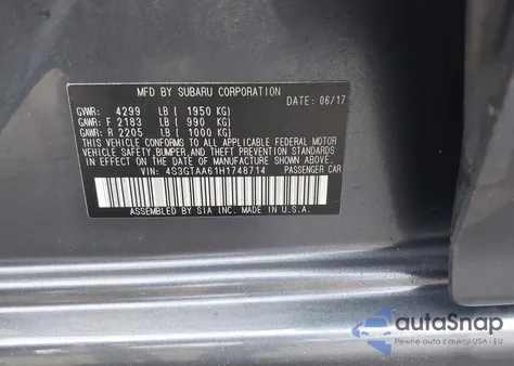 2017 Subaru Impreza 2.0I from USA, damaged, VIN 4S3GTAA61H1748714